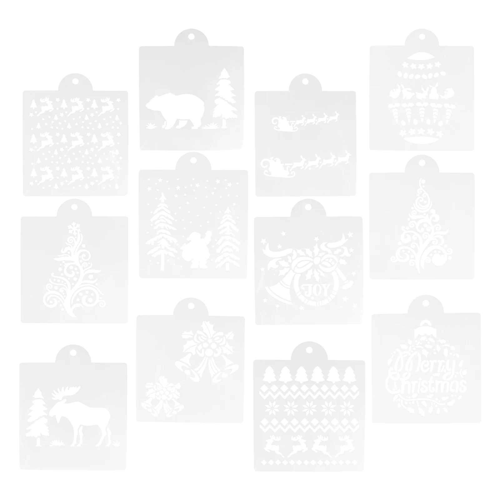

12 Pcs Cake Spray Mold Decorating Tools Baking Accessories Pastry Stencil Template Dessert Christmas Cake Embossing Mold DIY