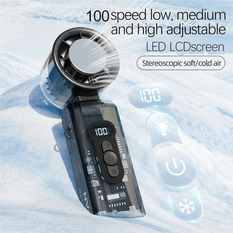 ABVJ-Ventilatore ad alta velocità per refrigerazione a semiconduttore Ventilatore turbo portatile ricaricabile per esterni Illuminazione a LED