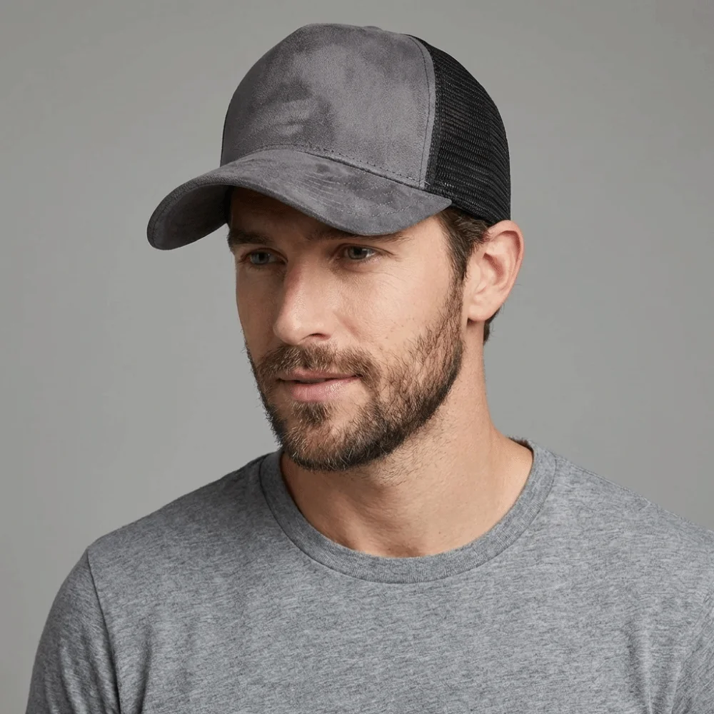 Simple Suede Mesh Peaked Cap Adjustable Hollow Men Baseball Hat Korean Style Cotton Women Sunshade Hat Beach