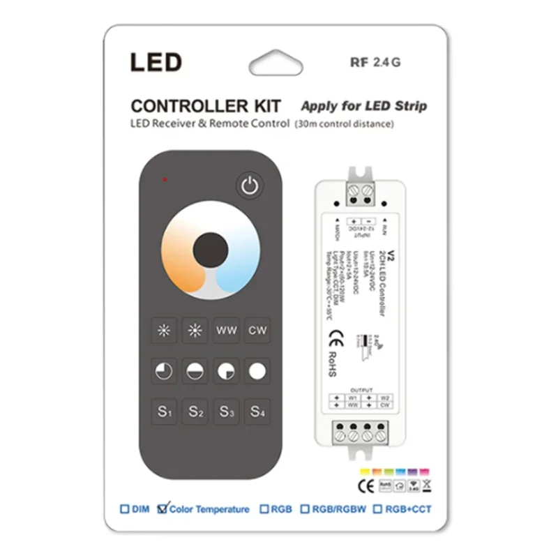 DC12V 24V temperatura di colore LED CCT Controller R12 RT2 R7-1 2.4G RF Remote adatto per SMD5050 Dual Color LED Strip Light Tape