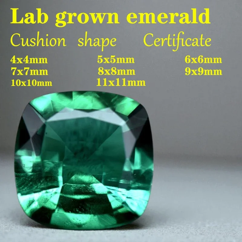 

Cushion Cut Square Shape Lab Grown Columbia Emerald The Charms of DIY Jewelry Making with Certificate Factory Wholesale Price