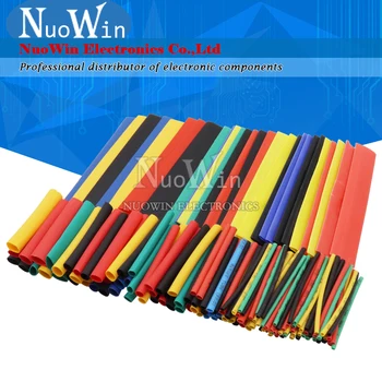 164 adet Thermoresistant tüp ısı borusu Shrink sarma kiti Termoretractil isı shrink tüp çeşitli paketi tel kablo yalıtım kolu
