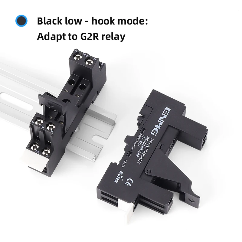 ENJUE RS-ZE2M-35M Slim DIN Rail Relay Socket – Gray, 5-Pin/8-Pin Compatible with SSK/G2RL/G2R Series Support Surge