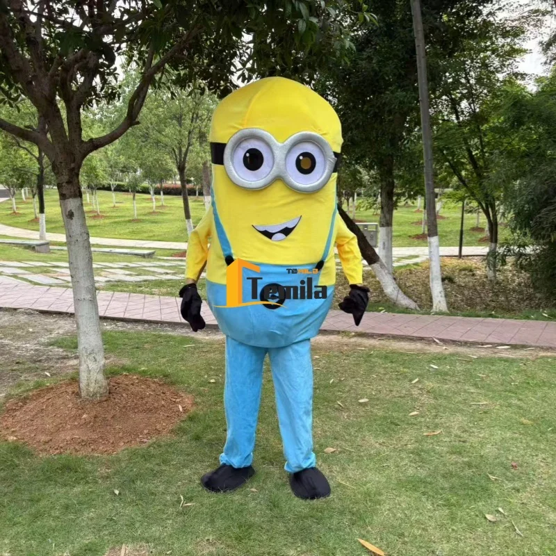 حجم الكبار تأثيري الرجل الأصفر التوابع زي التميمة فستان بتصميم حالم حفلة عيد ميلاد مفاجأة الملابس عرض إعلاني أداء الدعائم