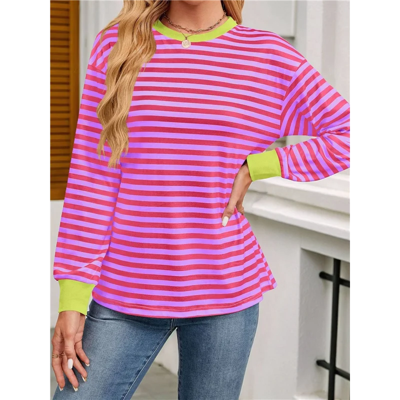 

ABP-Womens Tunic Tops Long Sleeve Striped Shirts Crewneck Tops