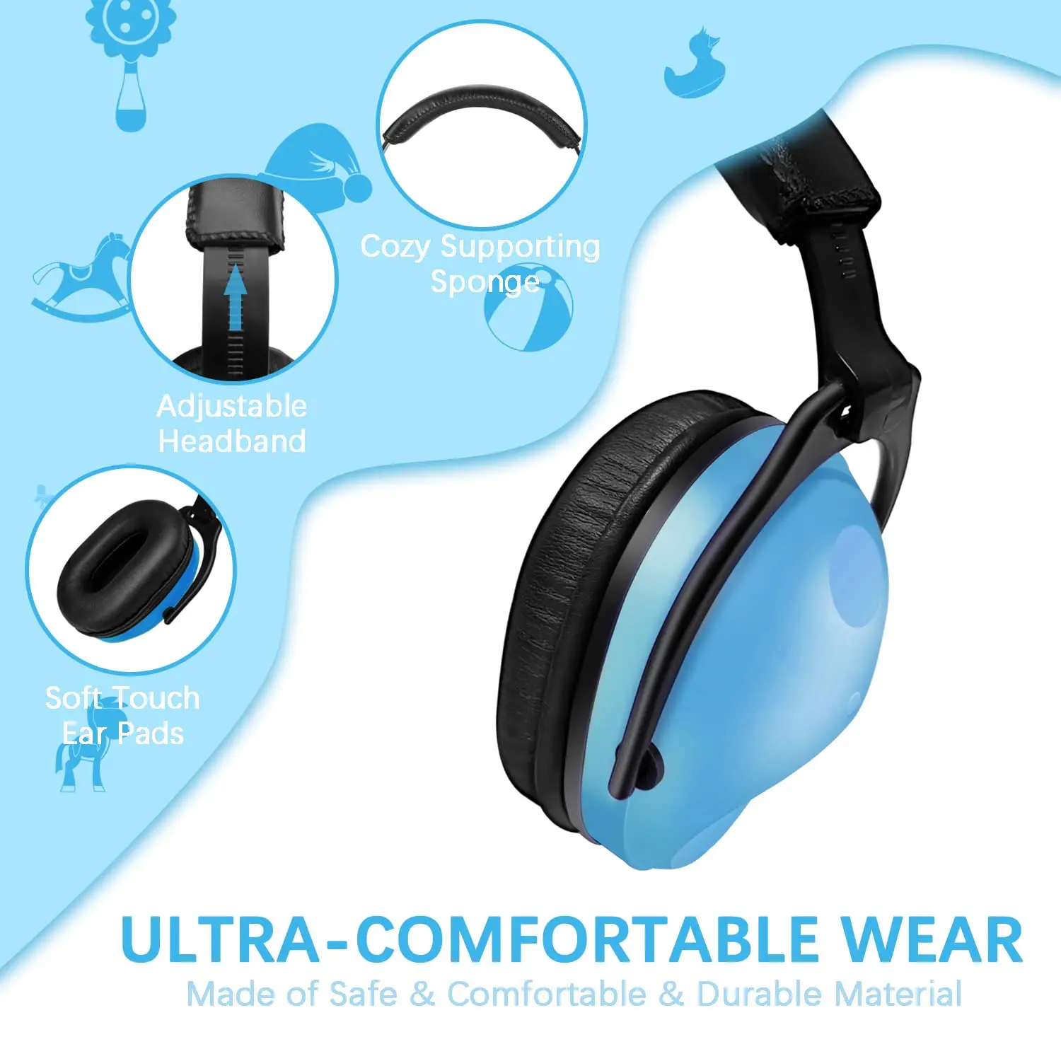 ZOHAN Kids Hearing Safety Ear Protectors Baby Soundproof Ear Muffs NRR 22dB Noise Canceling Ear Cover for autism Children 2 Pack