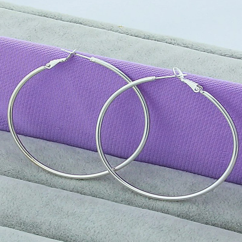 

925 Sterling Silver Women's 50/60/70/80MM Round Big Hoop Earrings Wedding Fashion Jewelry For Women 2025 Christmas Chshine