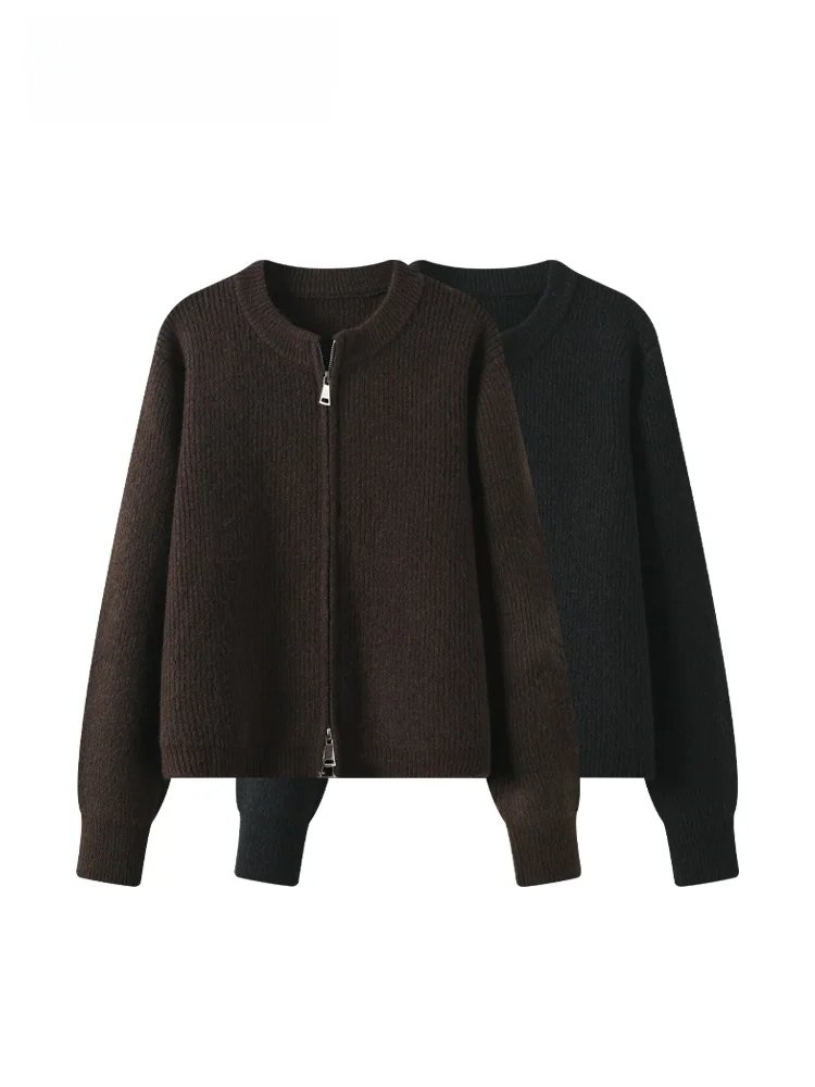 

Женский вязаный свитер больших размеров с круглым вырезом и длинными рукавами, повседневный, из утолщенного полиэстера, для осенне-весеннего сезона