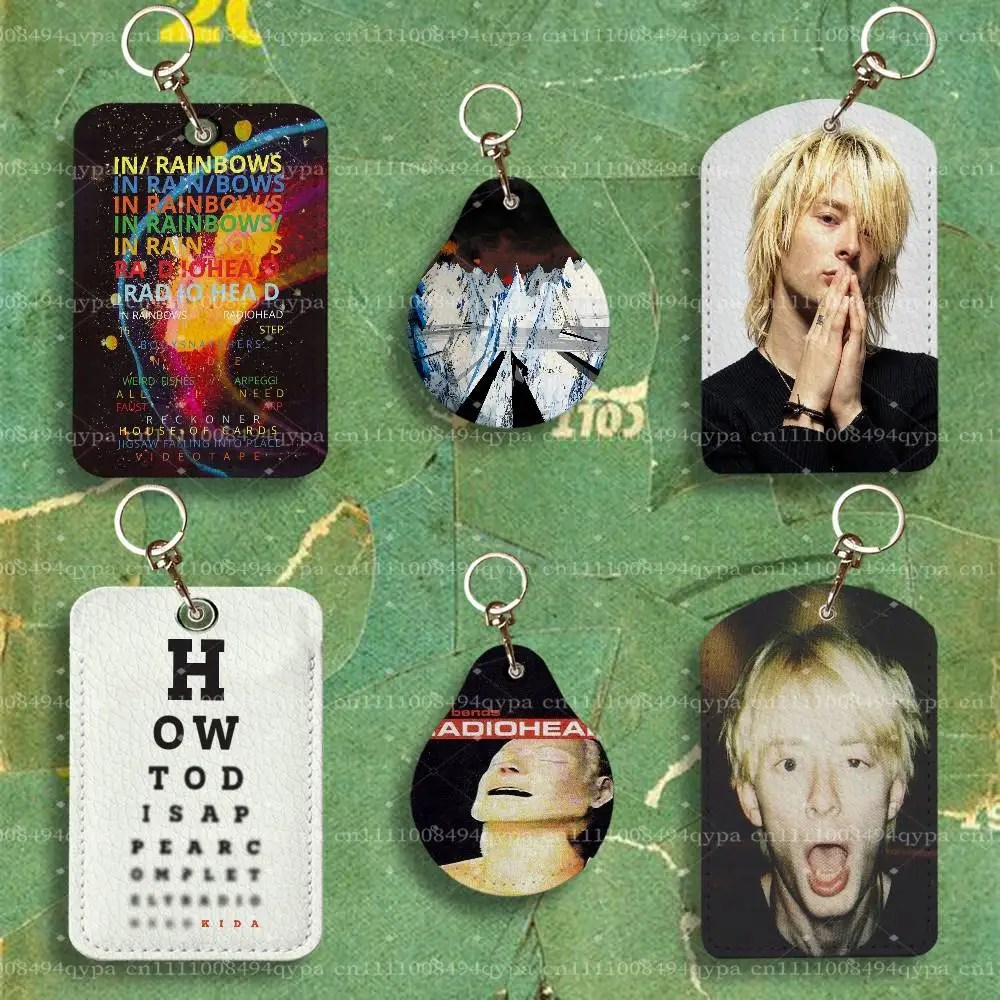 R-Radiohead In Rainbows Keychain Card Holder Leather Keeps ID Cash Keys Cards Ready for Work, School, Travel Daily Errands
