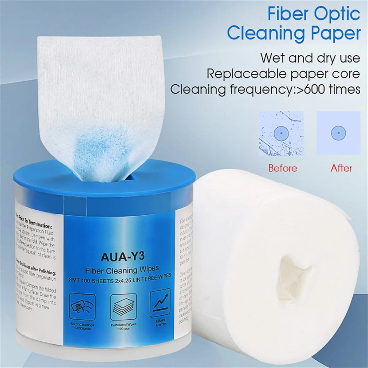 -Y3 Fiber Optic Cleaning Paper FTTH Fiber Cleaning Tools Dust-Free Wipe Paper for Ferrule End Face, Optical Adapter