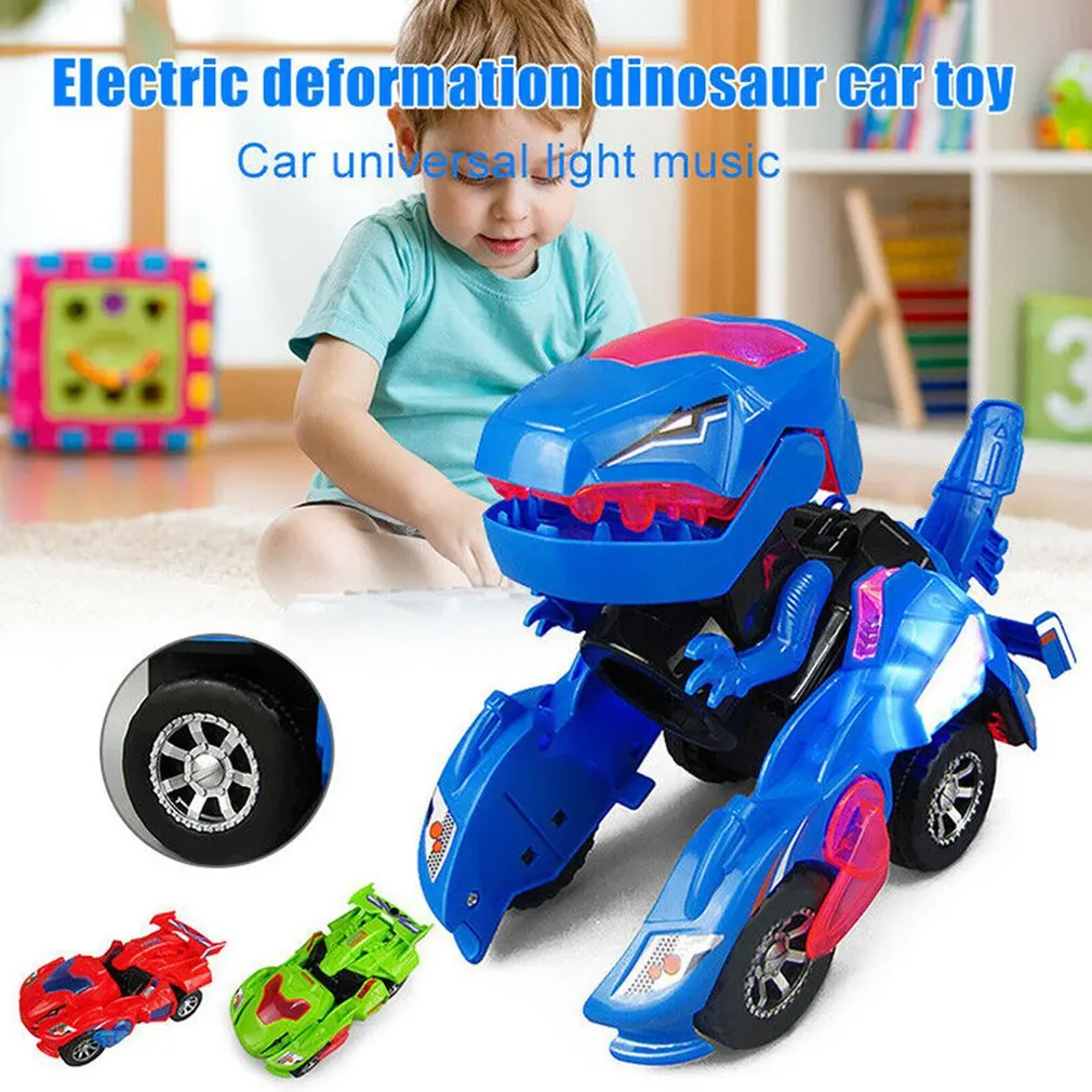 

LED Deformed Dinosaur Car Led Car Universal Wheel deform Robot Vehicle Toy With Lights Sounds Christmas Gift for Kids