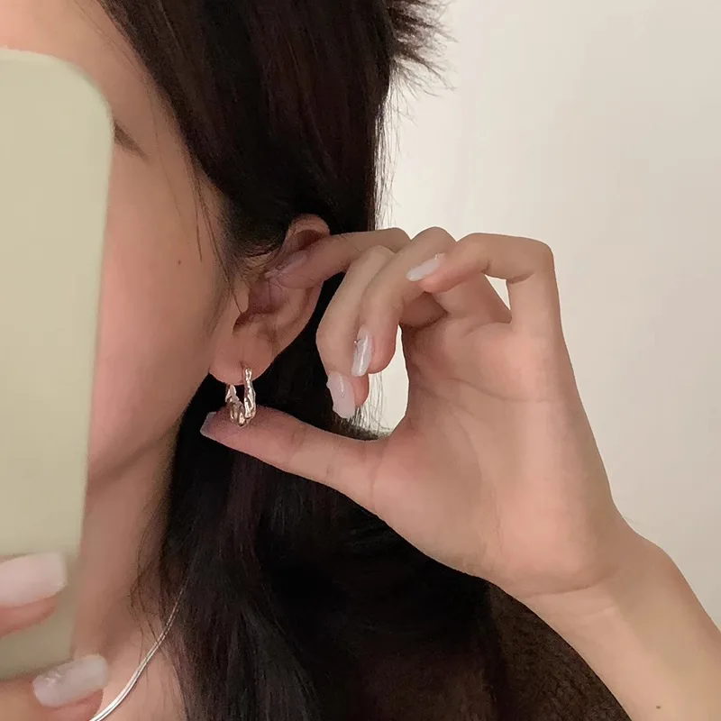 VENTFILLE-Boucles d'oreilles en argent regardé 925 pour femmes et filles, bijoux coréens irréguliers, cadeau de conception originale, livraison directe