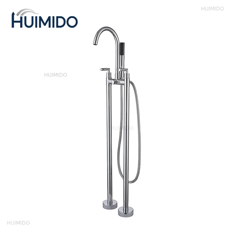 High-end vertical bathtub faucet CUPC brass spool bathtub faucet dual function floor bathtub faucet independent shower head