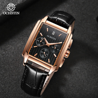 OCHSTIN Prominente Series Multi-functional Quartz Leather Watch Multi-color Optional Carved Texture Luminous Quartz Watch