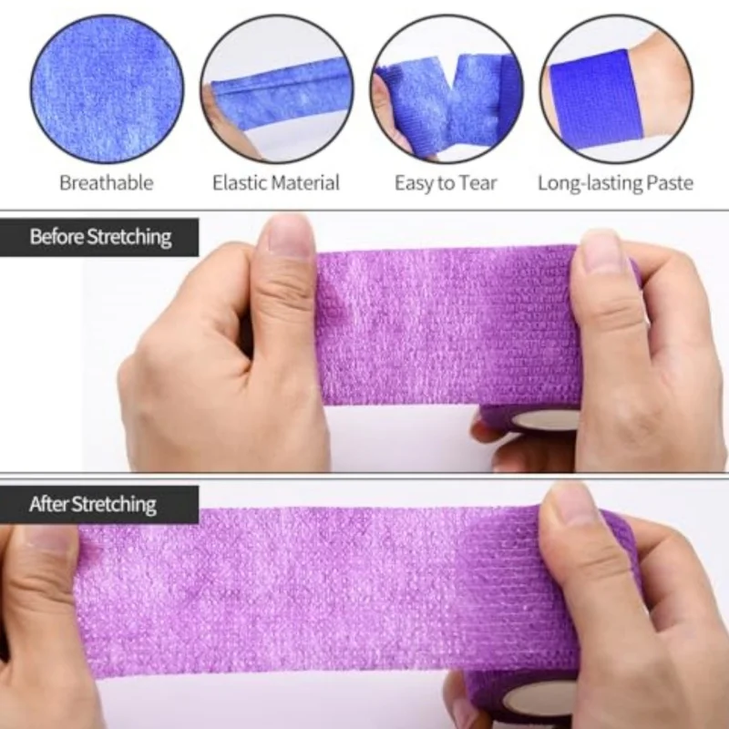 1 Stück 5 cm selbstklebende elastische Bandage - Sport-Elastikbandage, Haustierbandage, schützt Handgelenk, Knöchel, Finger und Zehen (mehrfarbig) – Detail 5