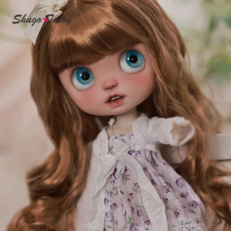 Lime BJD Doll 1/6 Full SetA Customized Blythe QBaby Choir Big Head Style Ball Jointed Dolls Buterfly Purple Girl Shugafairy