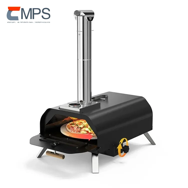 Multi-Fuel Outdoor Manual Rotating Wood Fired Pizza Oven Portable Stainless Steel Chimney Wood Pellet Pizza Oven