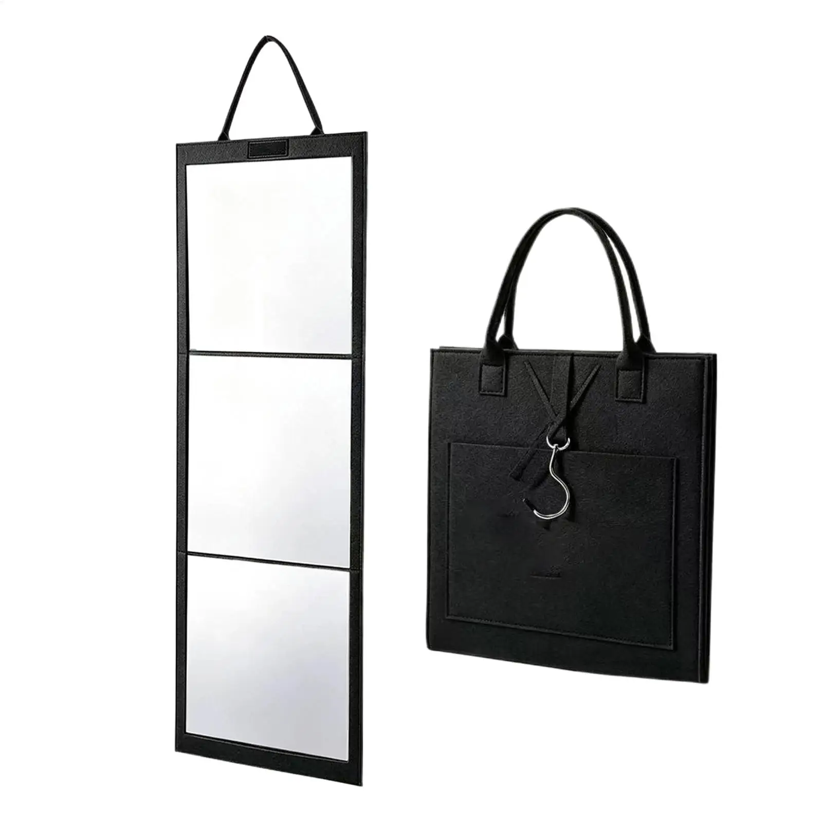 Foldable Full Length Mirror 108x28cm Hangable Acrylic Wall Mirror No Drill For Door Bedroom Closet Portable Large Looking Glass