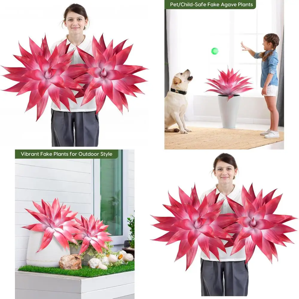 

Набор из 2 искусственных растений агавы (28 дюймов), красно-белые, для домашнего декора, реалистичные искусственные комнатные растения