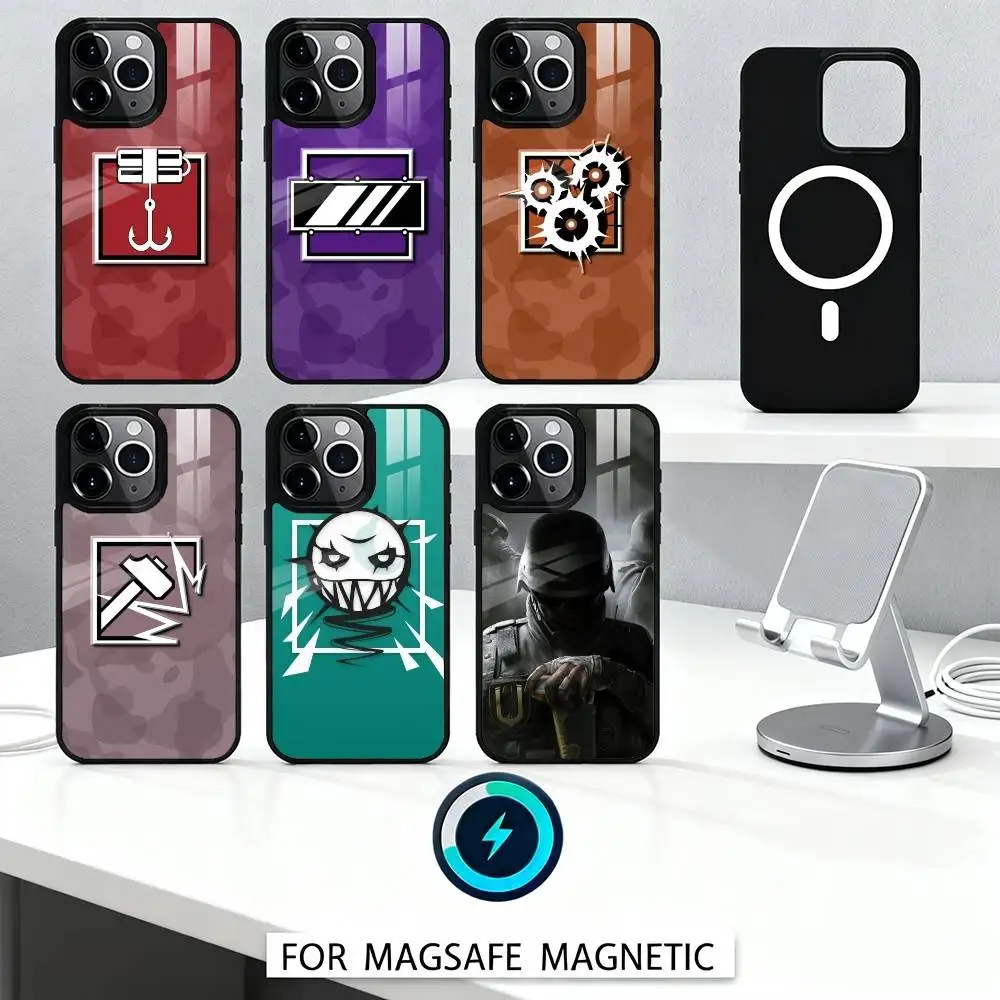 

Rainbow-Six S-Siege Phone Case Magnetic For iPhone16 15 14 13 12 Pro Max For Magsafe Wireless Charging Cover