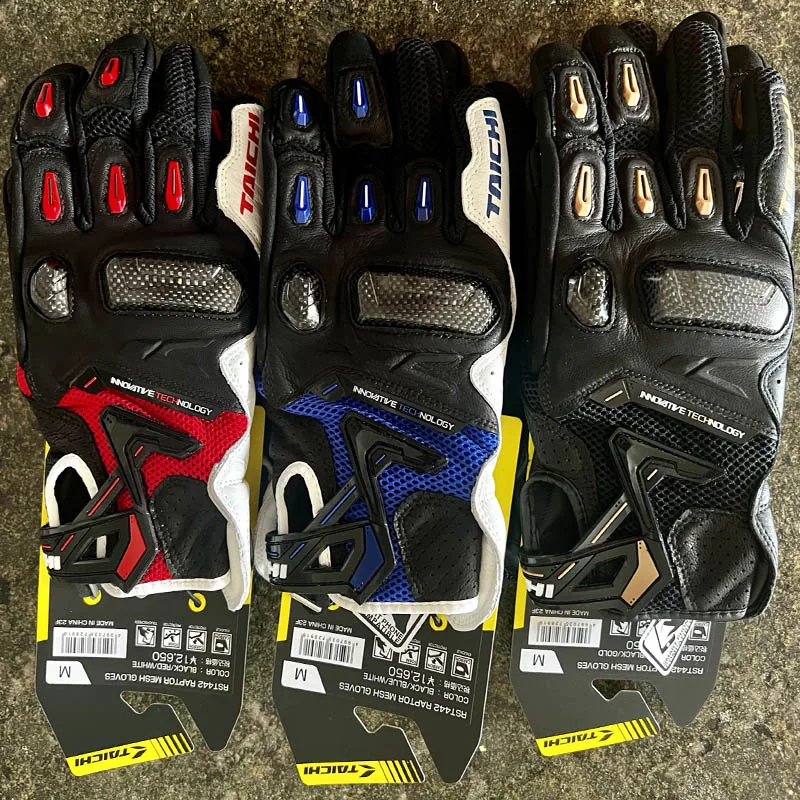 Men's Summer Mesh Breathable RST Motorcross Motorcycle Gloves Carbon Fiber Knight Riding Gloves Leather Moto Glove Touch Screen