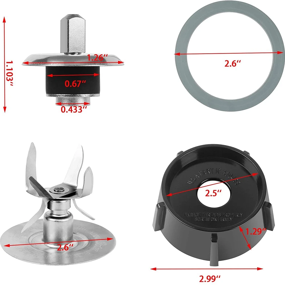 6 Point Fusion Blade 4980 & 4902 Blender Jar Bottom Replacement Parts Compatible for Oster Osterizer Blender Blade E