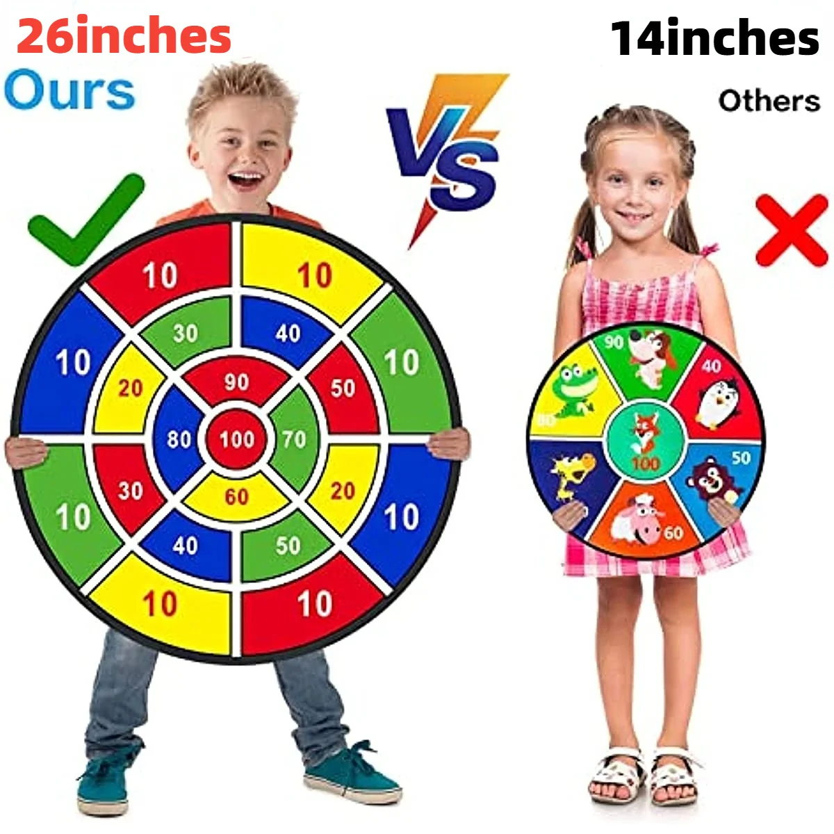 26 Inch Kids Dart Board with 8 Sticky Balls;  Indoor/Sport Outdoor Fun Party Game  Boys and Girls Birthday Gifts