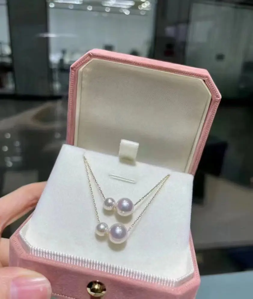 

Certificated 925 Sterling Silver Freshwater Twin-pearls Neck Chain Aurora Luster Pink Bead Natural Pearl Choker Necklace Jewelry
