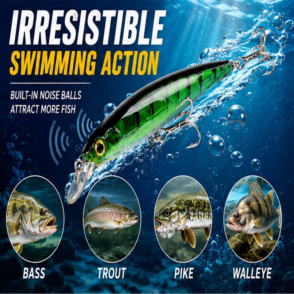 Floating Minnow Fishing Lure 3D Eyes Crankbait Wobblers Artificial Plastic Hard Bait Bass Pike Fishing Tackle