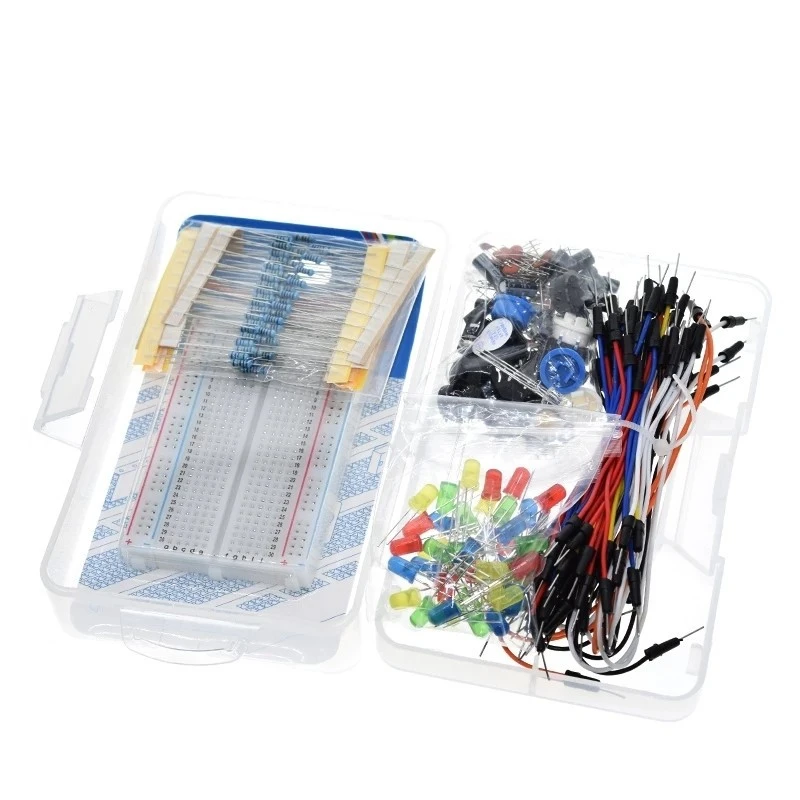 Old 400-hole breadboard kit R3 resistor/LED/capacitor/bridge/breadboard kit boxed