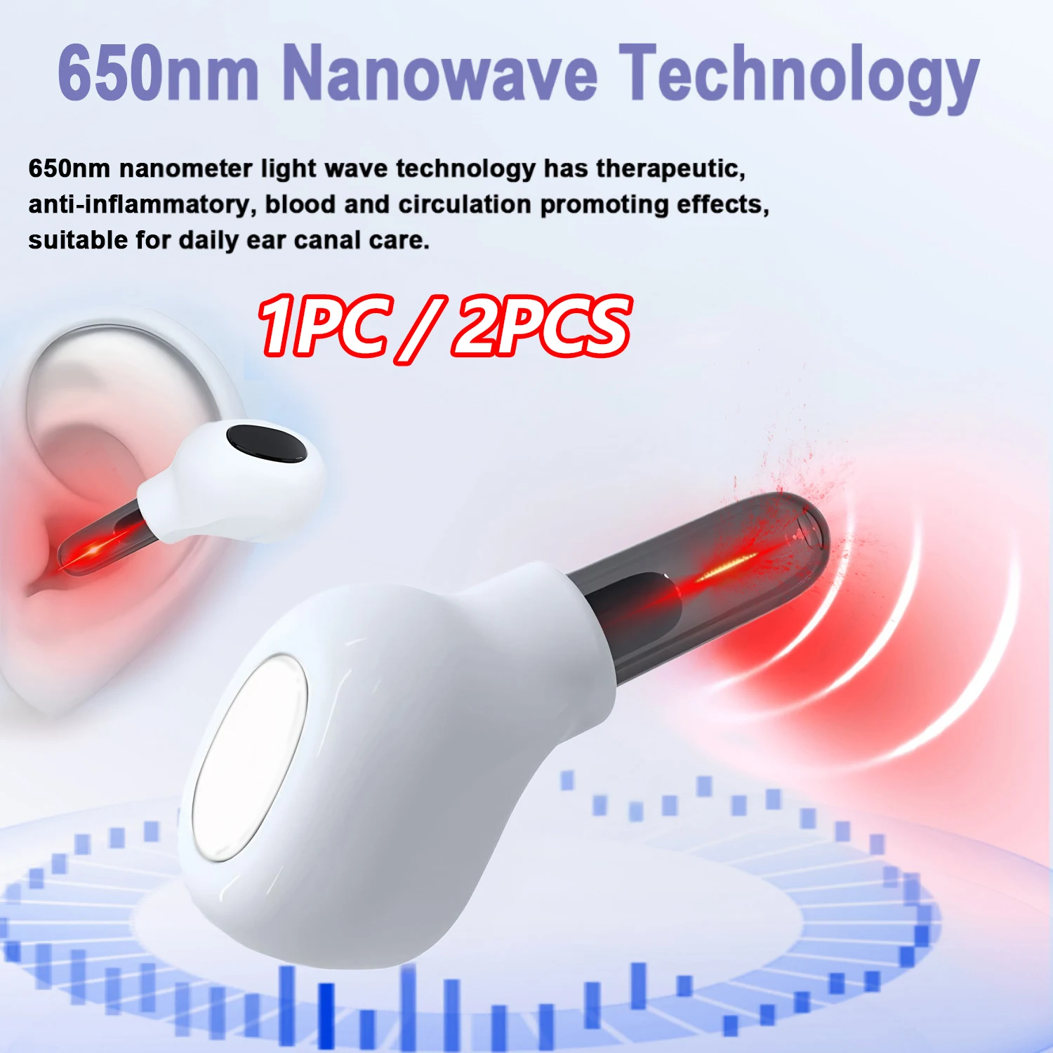 Otitis Earplug Media Ear Laser 650NM Red Light Therapy Irradiation Nasal / Ear Canal Laser Tinnitus Deafness Physiotherapy Meter