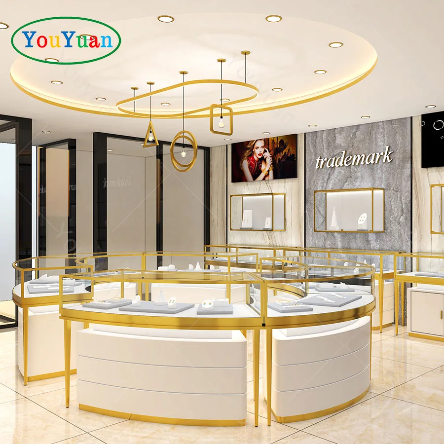 Custom.All-mounted Countertop Jewellery Display Cabinet With Classic Style Secure Jewelry Display Cases From YOUYUAN Factory