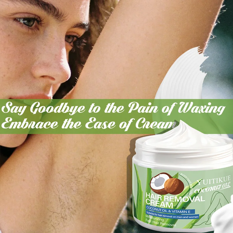 YUITIKUE Coconut Oil & Vitamin E Hair Removal Cream, 60g Fast Moisturizing Hair Removal Cream for Men and Women image 4