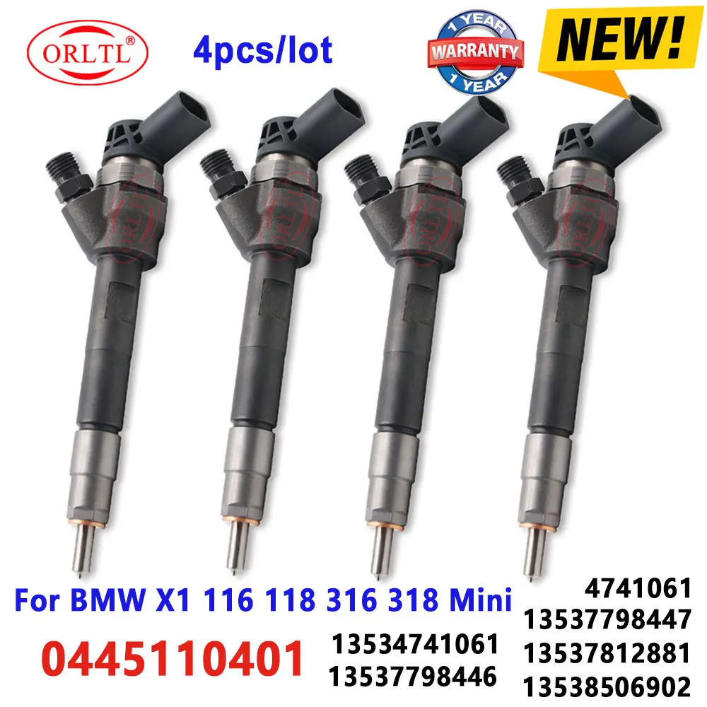 New 0445110401 Diesel Injector Nozzle 0 445 110 401 for BMW 4 741 061 13534741061 13538506902 13537798447 ORLTL 4PCS