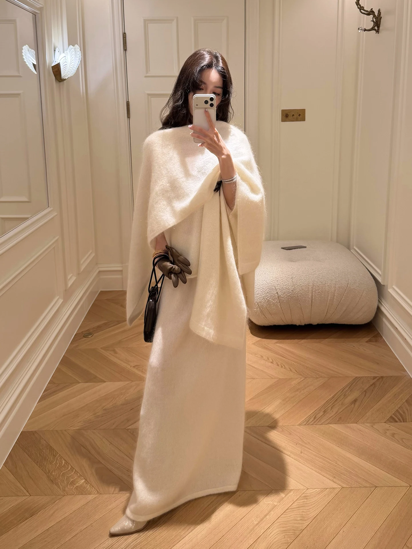 

Комплект из вязаного жилета и юбки SMOL Camere: повседневный элегантный комплект из трех предметов для женщин, модный зимний наряд для работы и отдыха