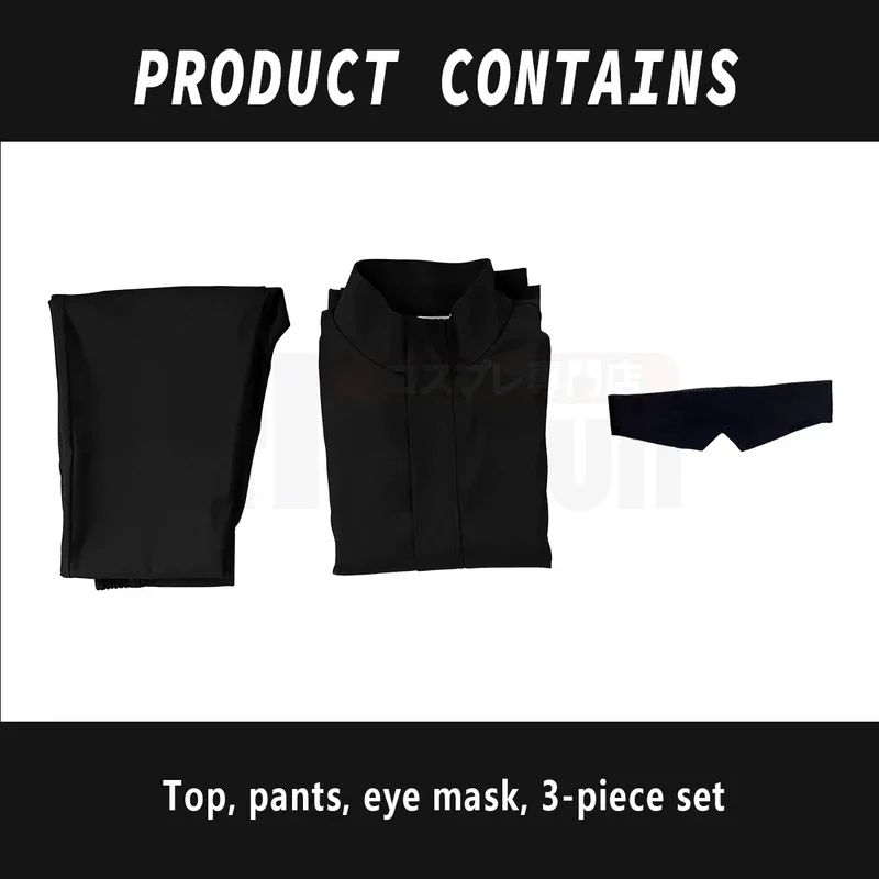 HOLOUN Jujutsu JJK Manga Anime Satoru Gojo Costume Cosplay Shibuya Incidente Nero Uniforme Patch Parrucca Rosa Netto Sintetico