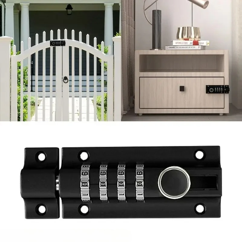

4-Digit Combination Padlocks Password Lock Sliding Bolt Door Lock Anti-theft Safety Slide Latches Lock Easy to Install
