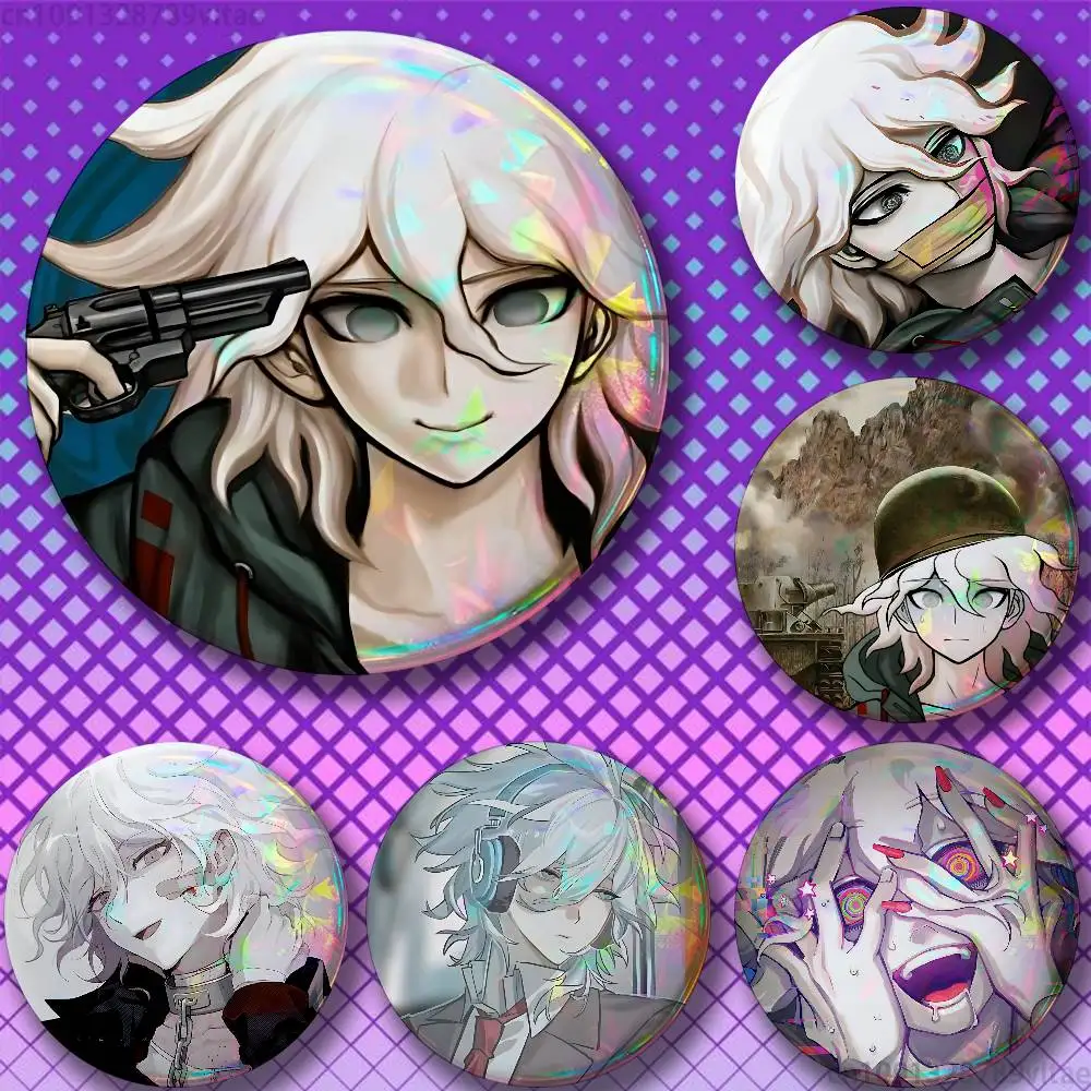N-Nagito Komaeda Tinplate Enamel Pins Creativity Printed Pictures Text Metal Lapel Badges Brooches