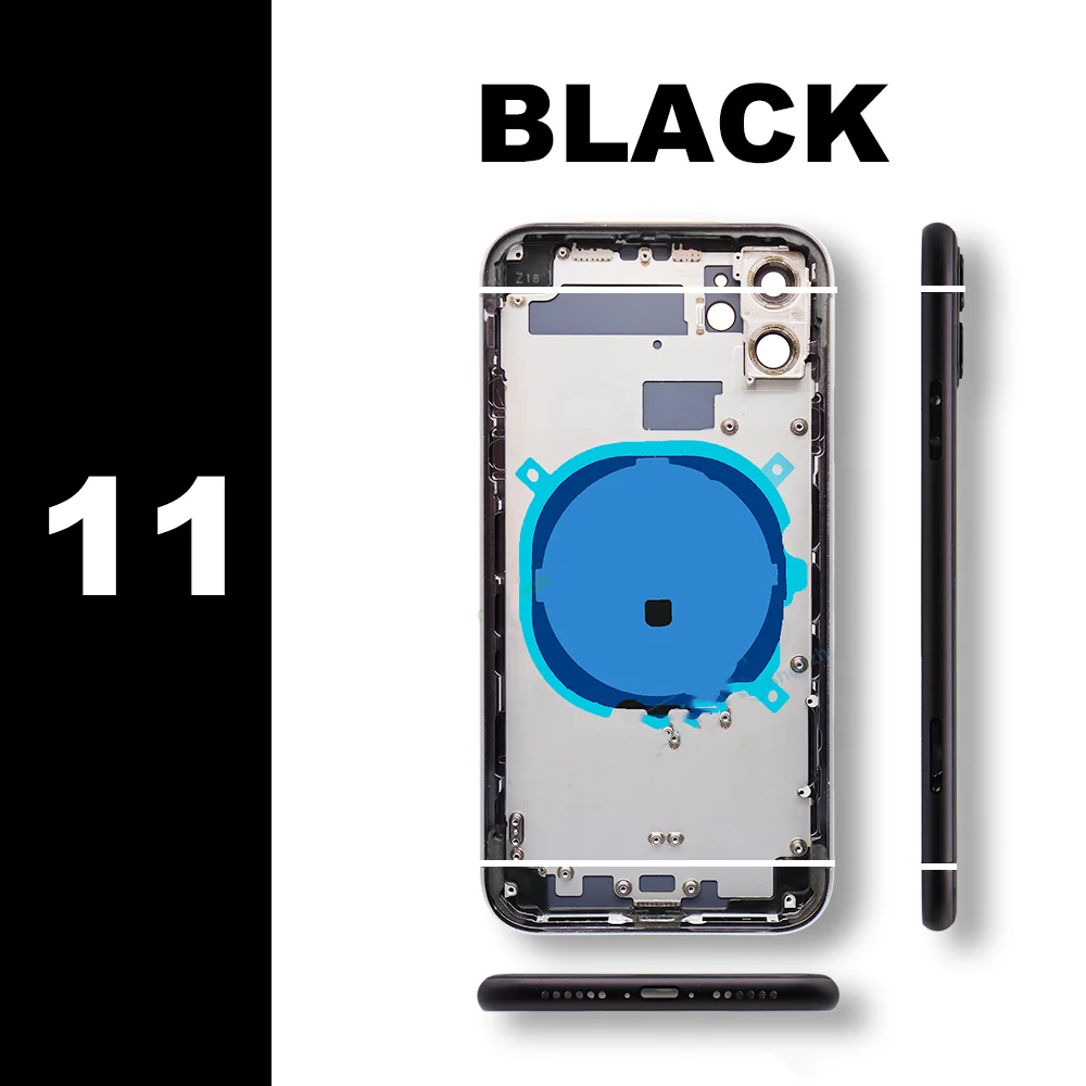 Back Housing For iPhone 11 Pro Max Back Battery Door Glass with Middle Chassis Frame SIM Tray Side Key Parts