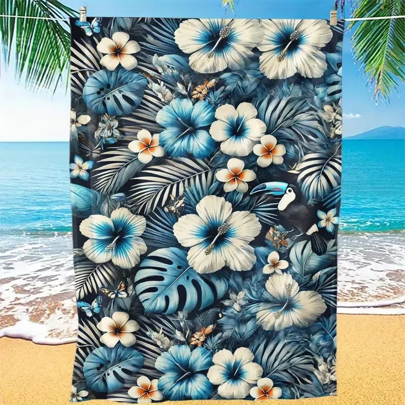 Hand Drawn Orange Lily Floral Beach Towel Soft Lightweight Towel Summer Beach Pool Holiday Home Accessory