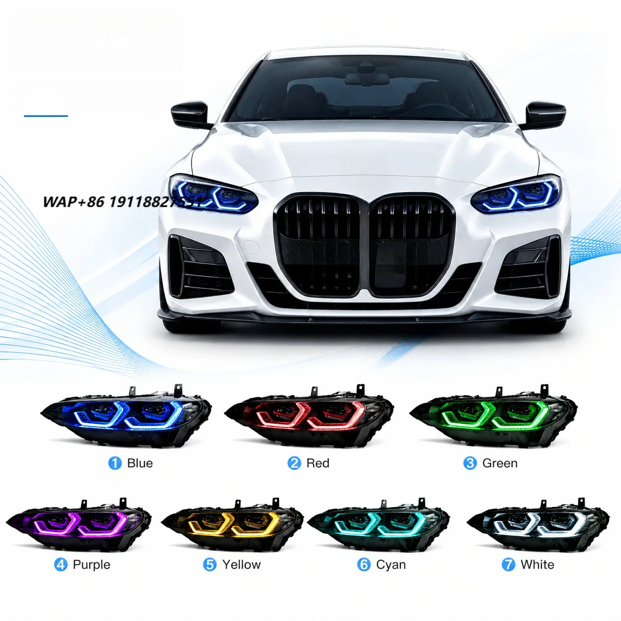 Customizable RGB Color LED Headlights for  G22, G23, G26, G80, G82, G83, M3, and M4 Series. G30 G20 F32 F30 F10 Plug and Play