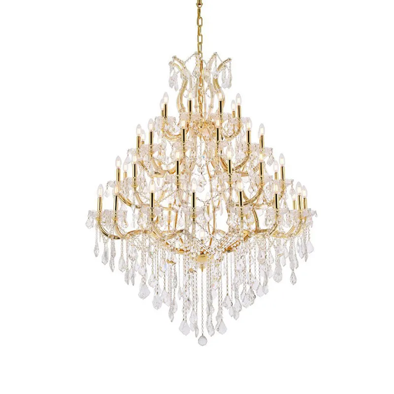 Large Maria Theresa Crystal Chandelier For Foyer Lobby Hallway Stair Gold Hanging Lamp Home Decor Cristal Lamps Ceiling Light