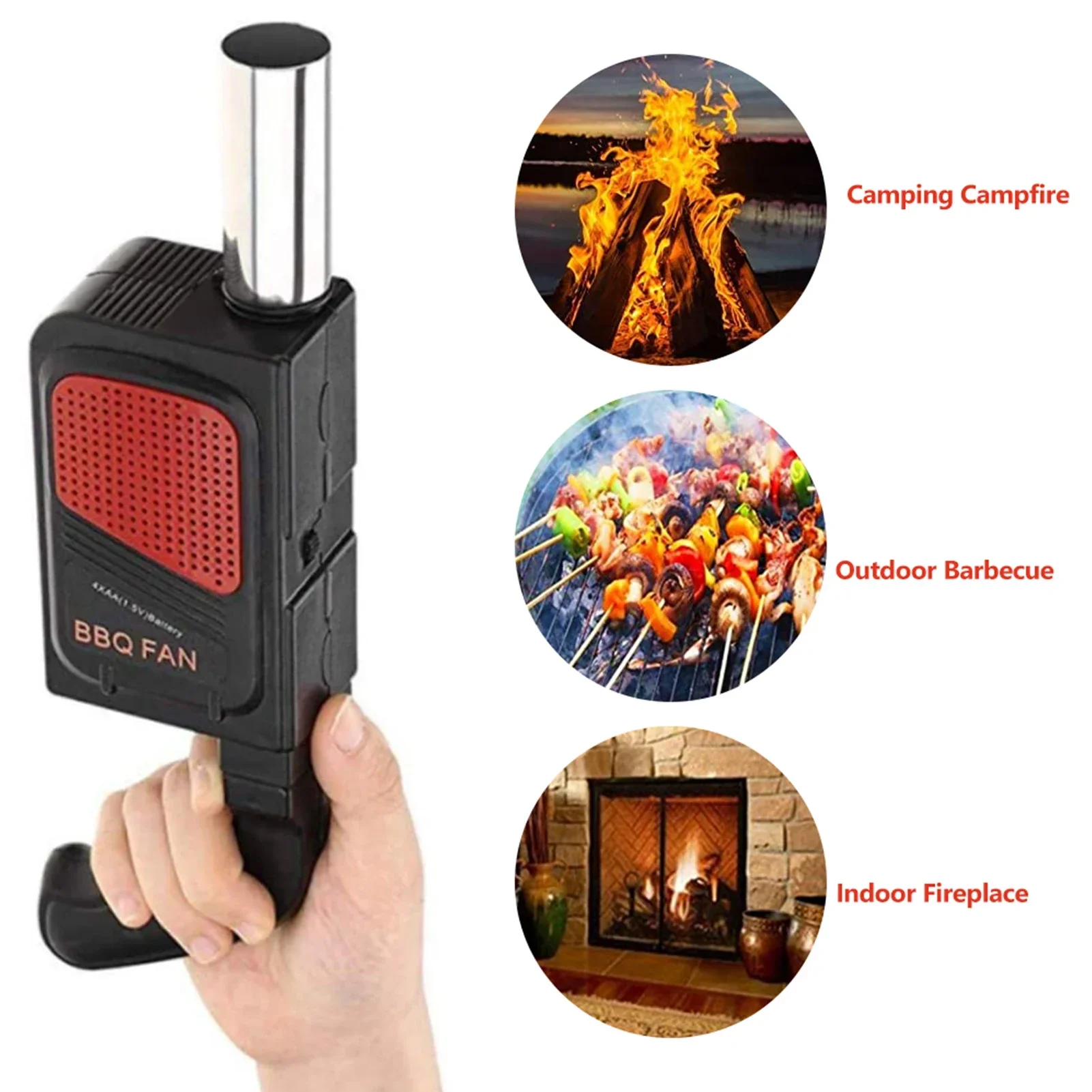 Tragbarer elektrischer Handventilator für BBQ, Luftgebläse für Outdoor-Camping, Grillen, Picknick, Kochwerkzeug, Bäckerei- und Grillzubehör