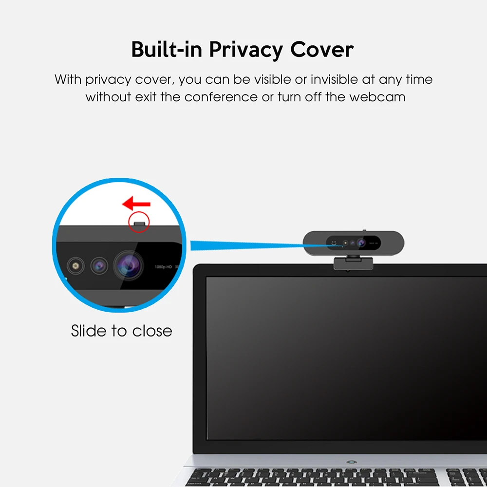 Imagem -05 - Toallin Windows Hello Webcam 1080p Câmera de Computador Reconhecimento Facial Foco Fixo para Streaming e Conferência com Capa de Privacidade