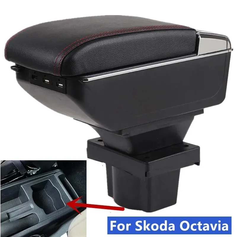 

NEW For Skoda Octavia A5 Yeti Armrest box For Skoda Yeti Mk2 Car Armrest Central Storage box with USB Charging Car accessories