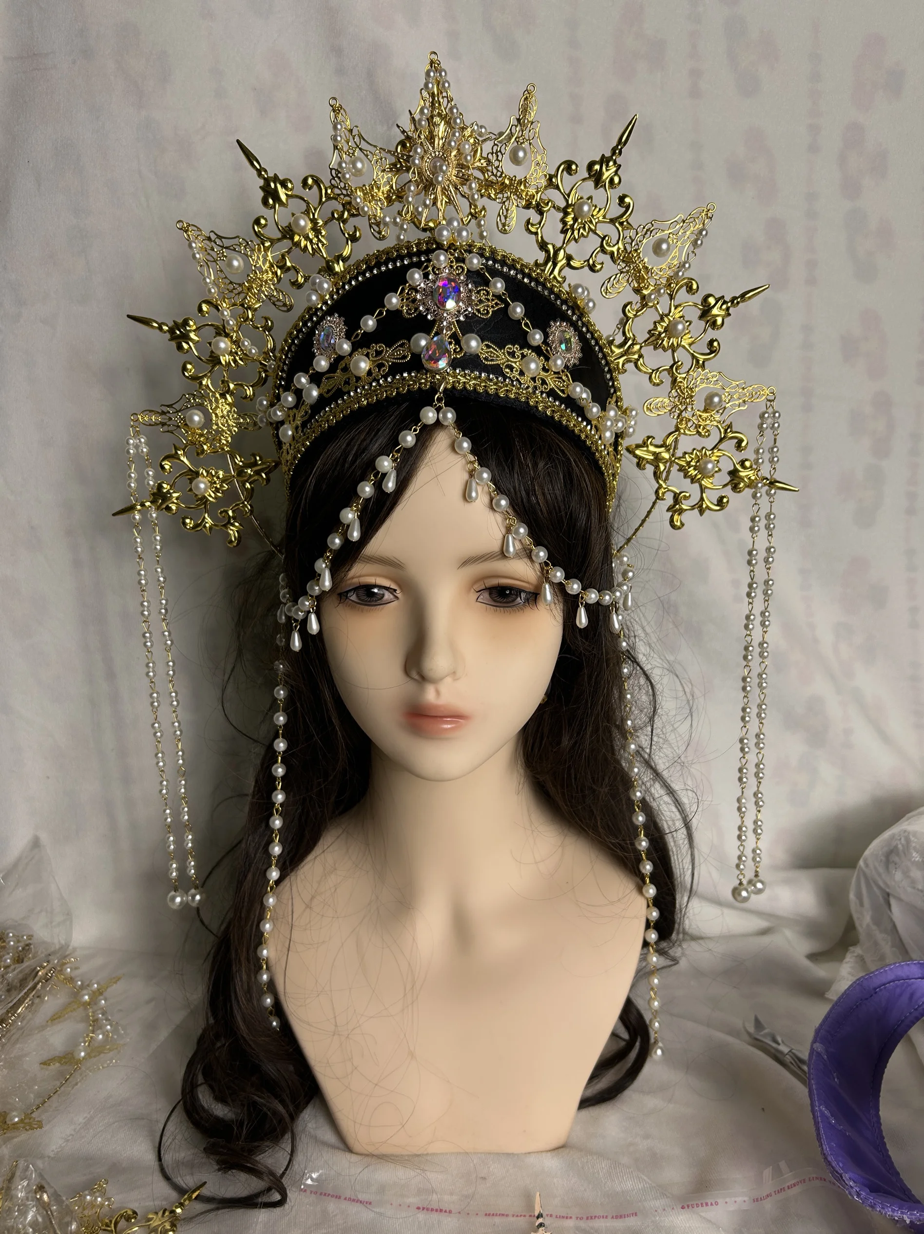 

Tudor crown hat lolita original handmade imperial style Russian pope baroque crown