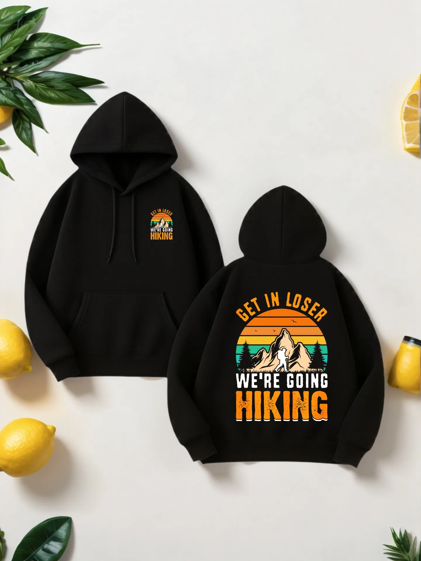 

Мужская толстовка с графическим рисунком, принт Get In Loser We're Going Hiking, повседневный стиль, флисовый материал, для мужчин, для осенних нарядов