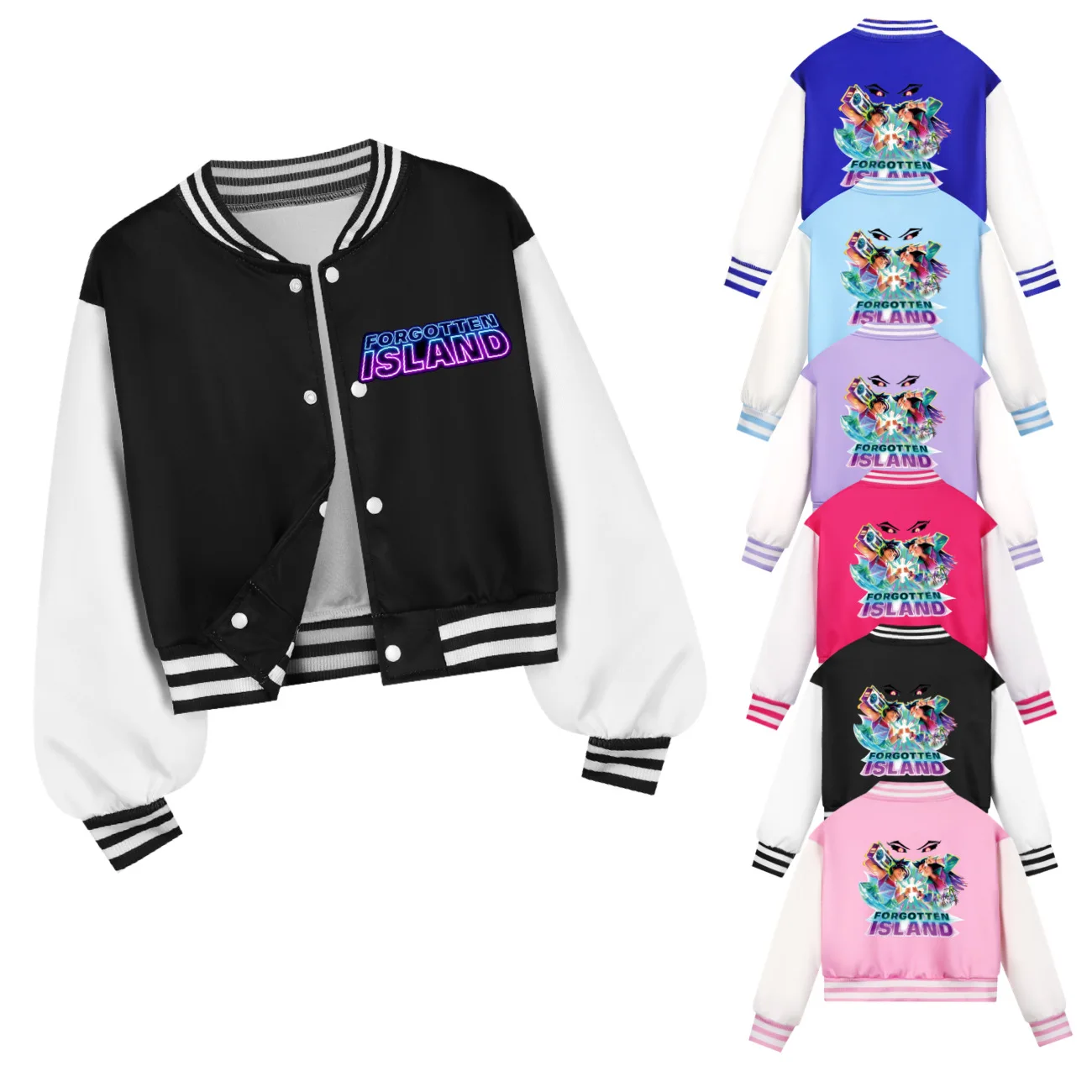 New Forgotten Island Fashion Hoodie Kids Botton-up Jackets Boys Knitted Cardigan Girls Color-Blocking Casual Baseball Uniform