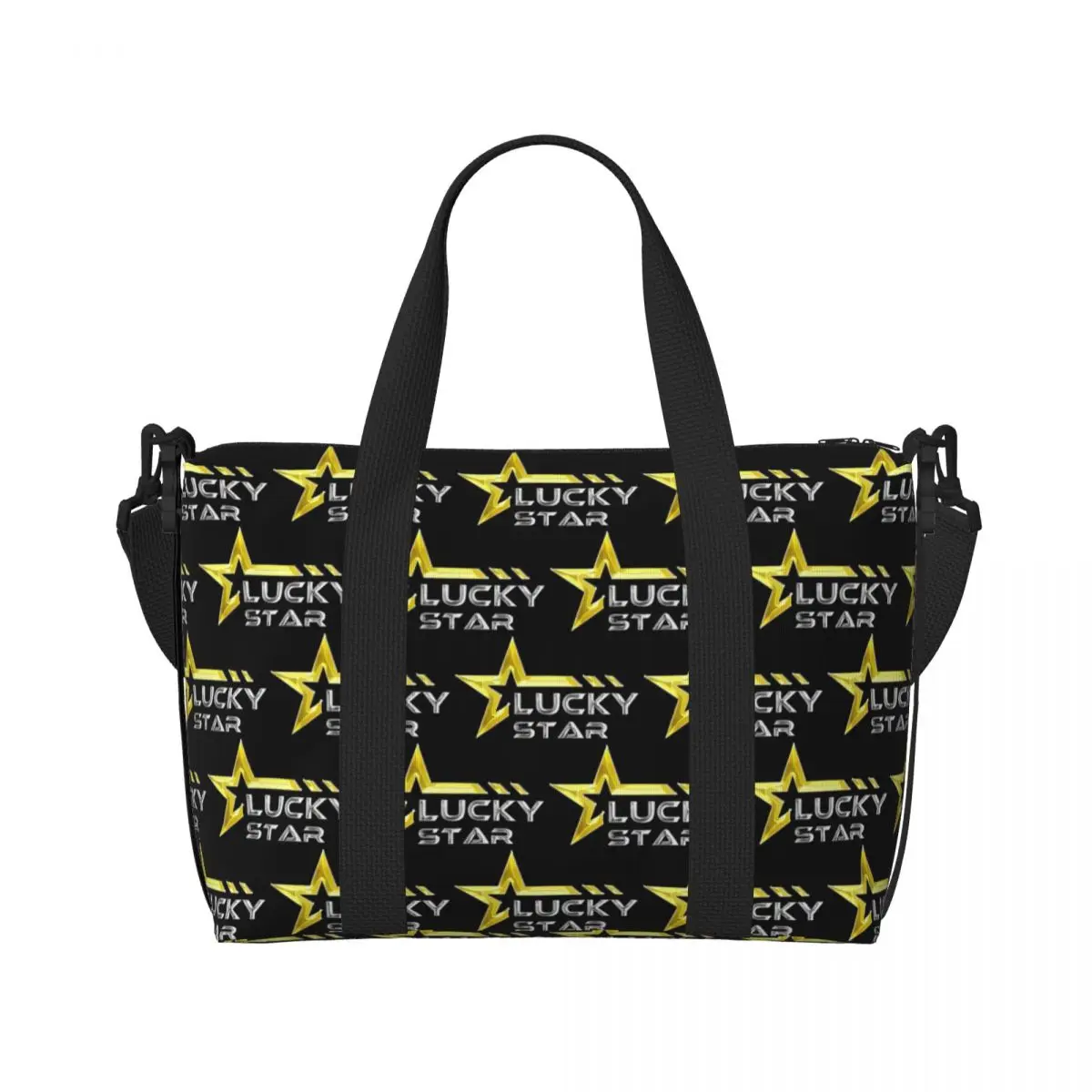 Custom Japanese Lucky Star Game Beach Tote Bag Women Kawaii Anime Big Compartment Beach Gym Travel Bags