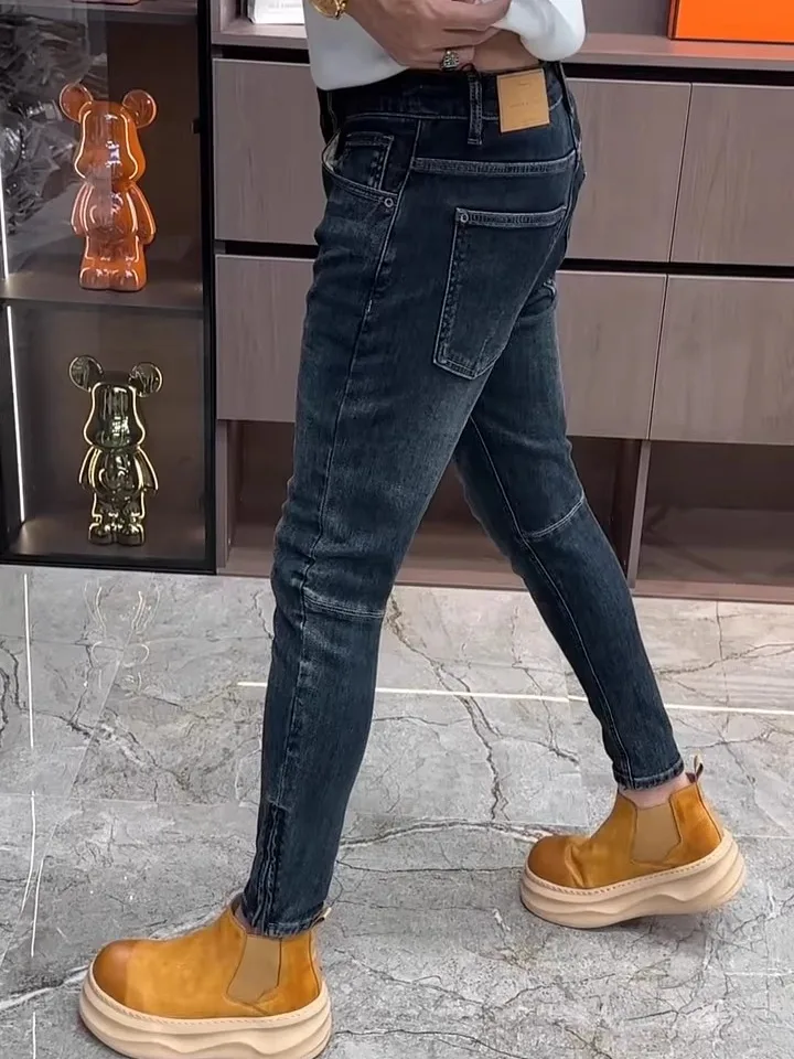 

High Quali Men's Jeans Spring New Sle Faionable Versatile Personali Cool Busin Haome mid Waist Straight Leg Fit